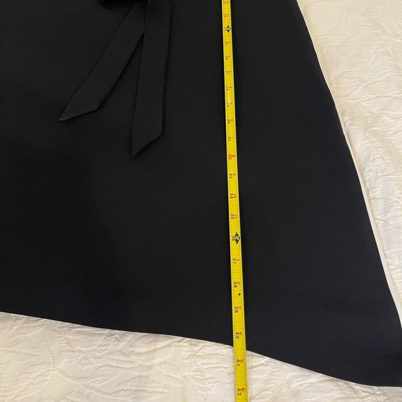 REISS Agnes Piping Detail Dress Size 8 Black Contrast Trim Asymmetric Hem - Picture 9 of 9